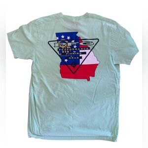 Columbia PFG Georgia Logo Flag Light GreenT-Shirt Fishing Men’s Large